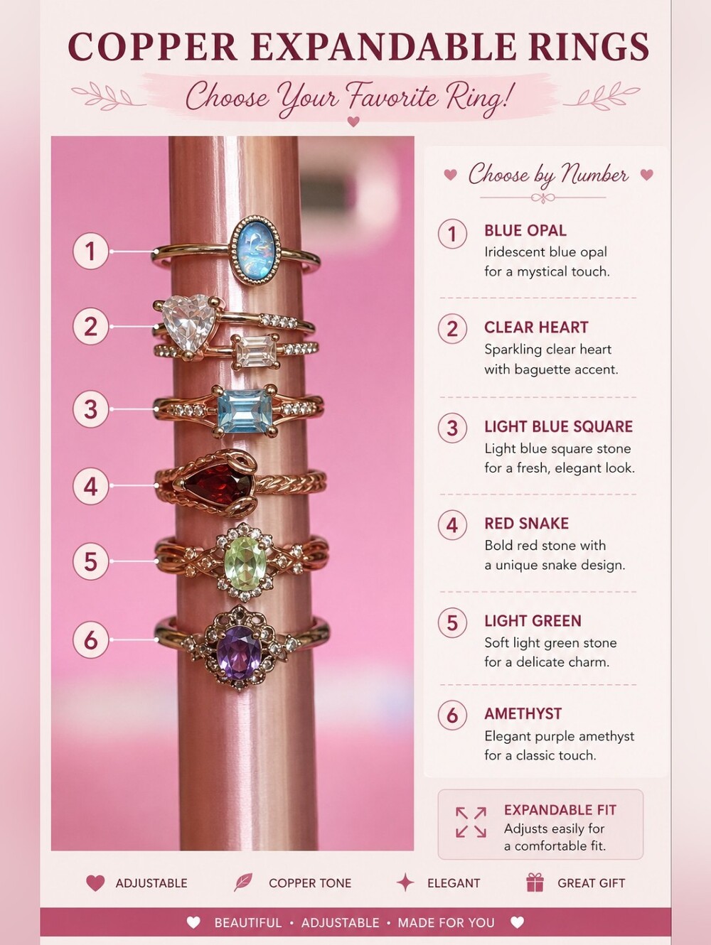 ✨ Special Deal – Copper Expandable Rings ✨choose A Favorite